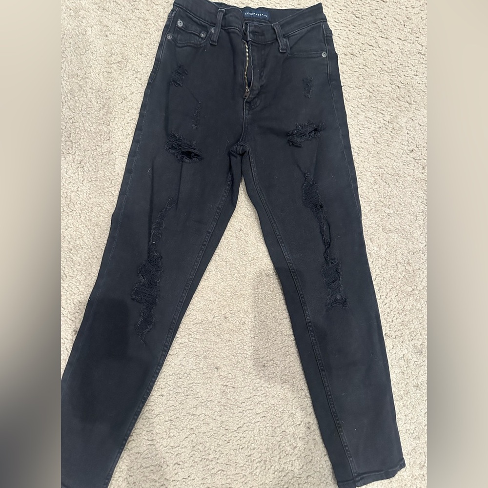 Hollister mom Jean Distressed Black Jeans